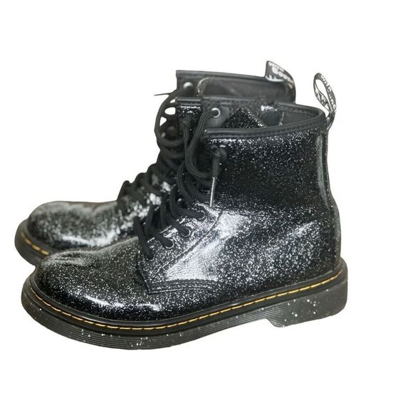 Dr. Martens Kids Black Glitter Boots - Picture 2 of 10